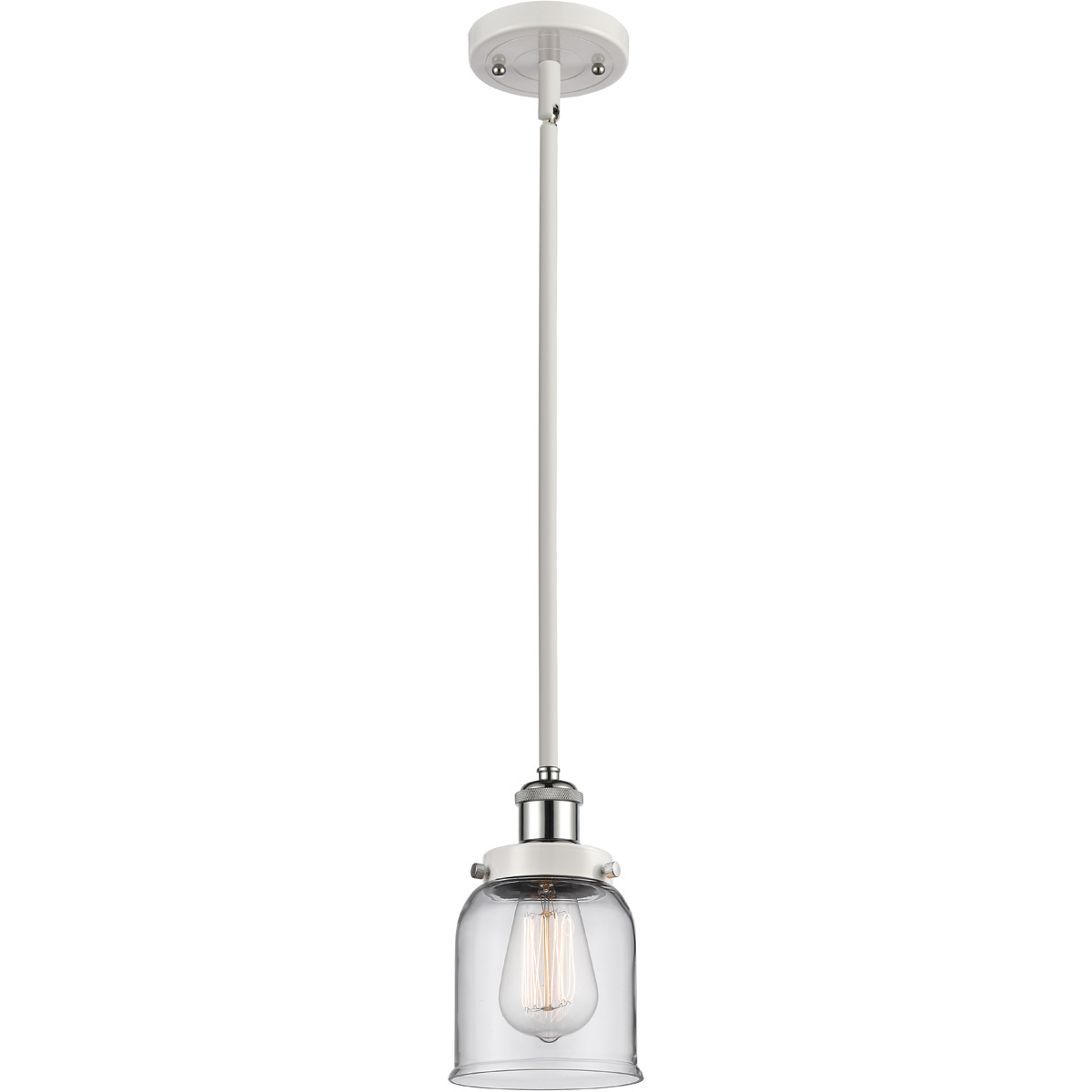 Innovations Lighting 916-1S-WPC-G52 Ballston Small Bell 1 Light 5 inch White and Polished Chrome Pendant Ceiling Light in Clear Glass