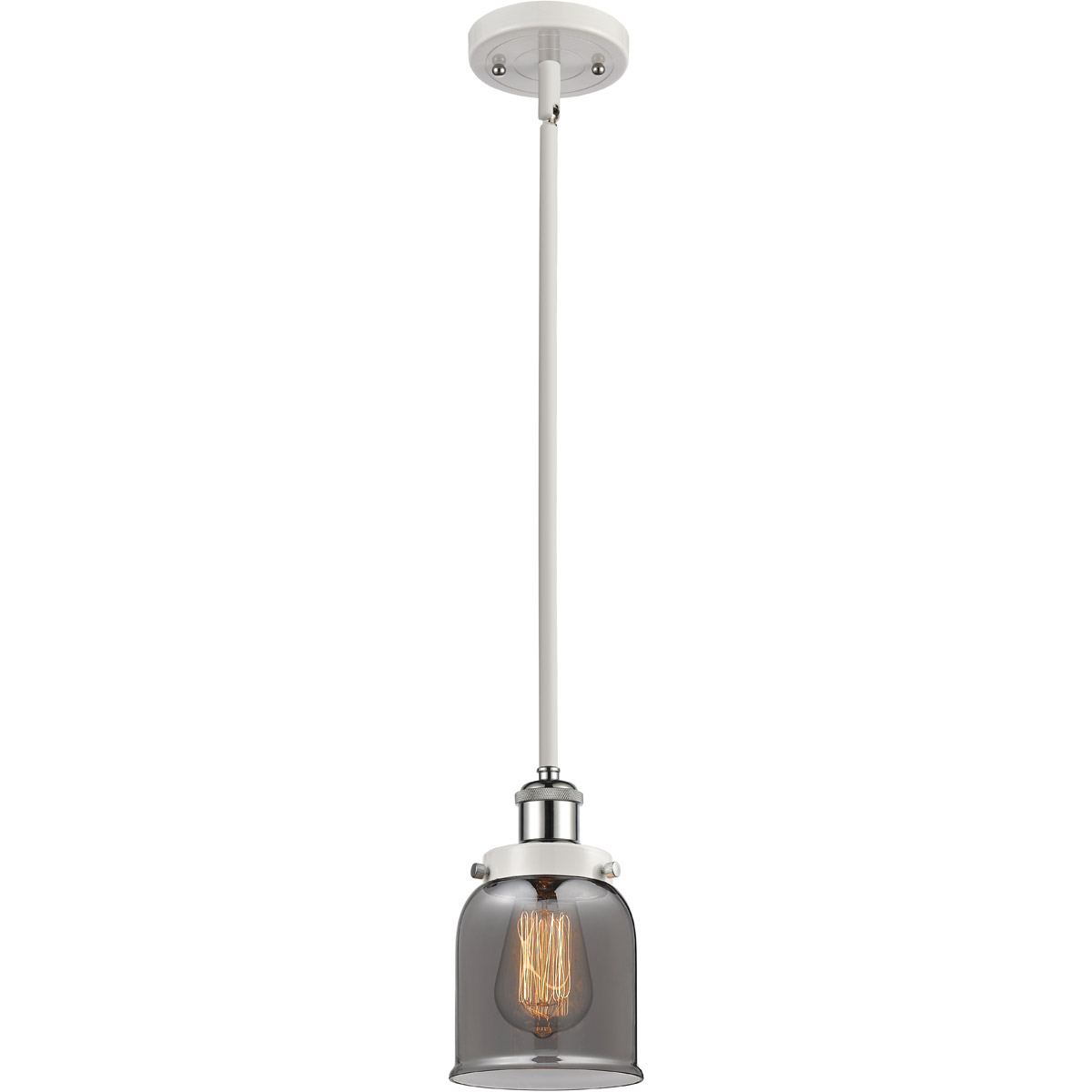 Innovations Lighting 916-1S-WPC-G53 Ballston Small Bell 1 Light 5 inch White and Polished Chrome Pendant Ceiling Light in Plated Smoke Glass