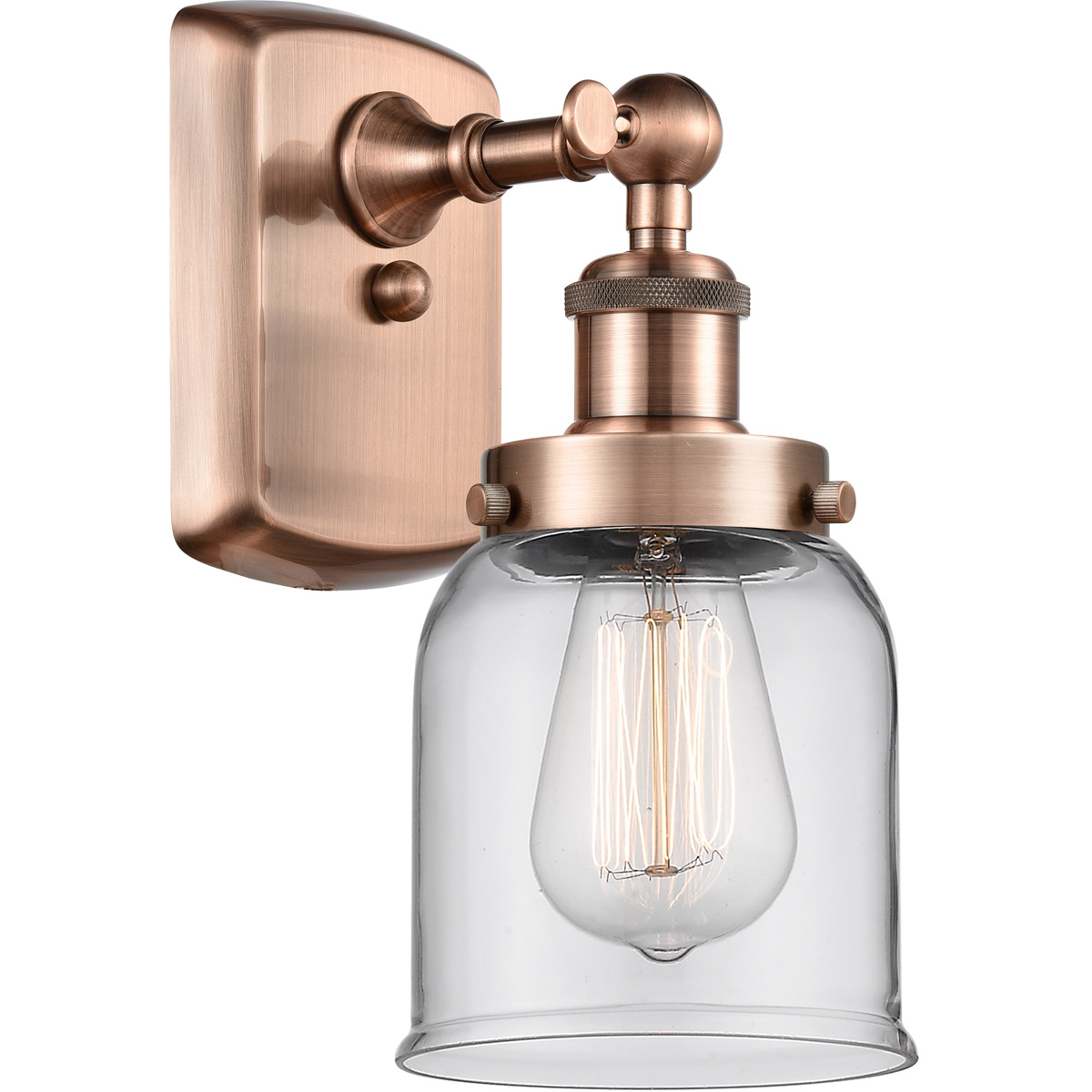 Innovations Lighting 916-1W-AC-G52 Ballston Small Bell 1 Light 5 inch Antique Copper Sconce Wall Light in Clear Glass