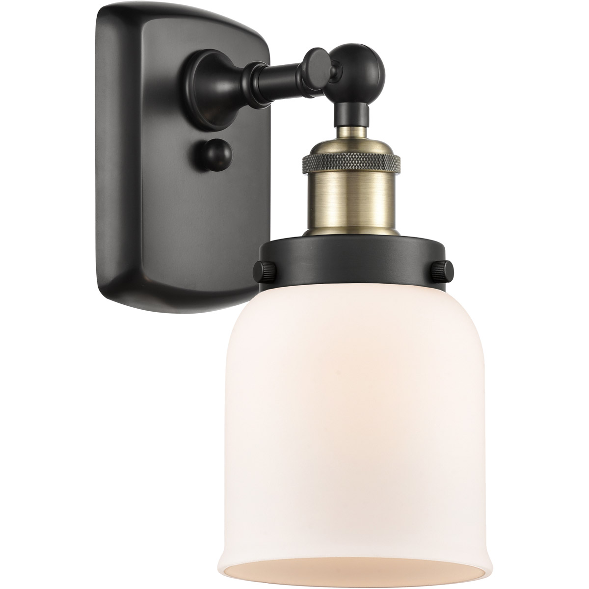 Innovations Lighting 916-1W-BAB-G51 Ballston Small Bell 1 Light 5 inch Black Antique Brass Sconce Wall Light in Matte White Glass