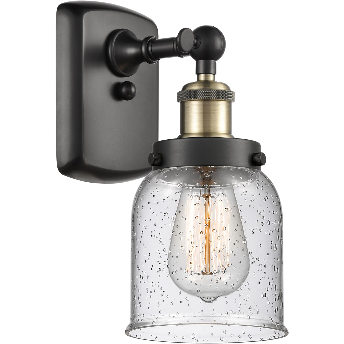 Innovations Lighting 916-1W-BAB-G54 Ballston Small Bell 1 Light 5 inch Black Antique Brass Sconce Wall Light in Seedy Glass