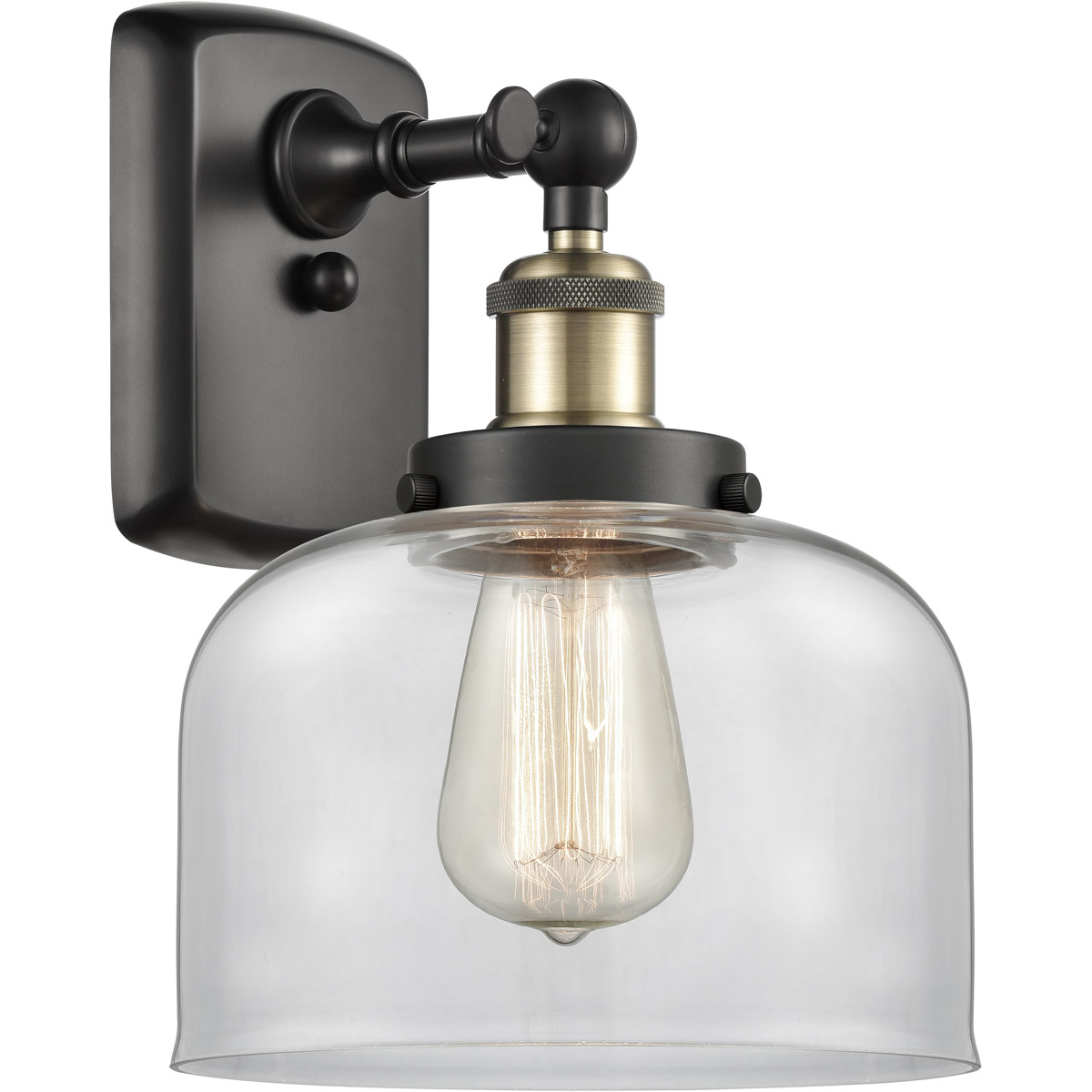 Innovations Lighting 916-1W-BAB-G72 Ballston Large Bell 1 Light 8 inch Black Antique Brass Sconce Wall Light in Clear Glass