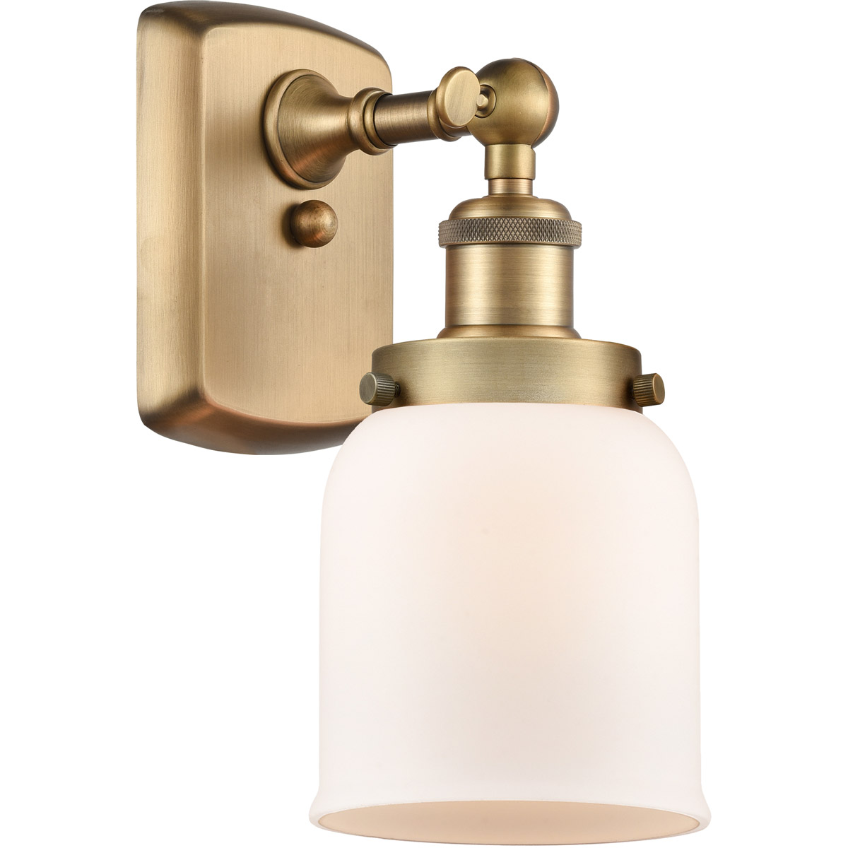 Innovations Lighting 916-1W-BB-G51 Ballston Small Bell 1 Light 5 inch Brushed Brass Sconce Wall Light in Matte White Glass