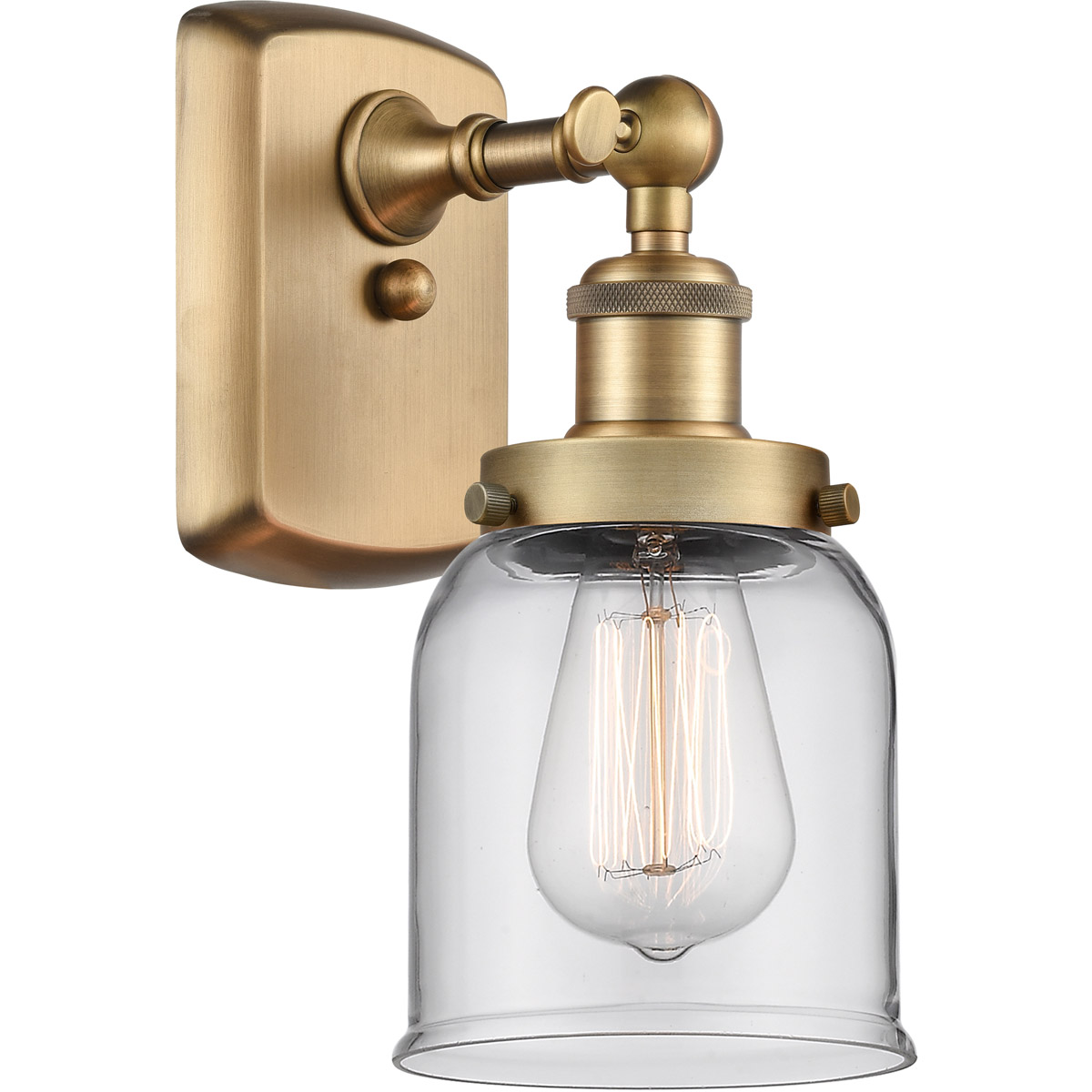 Innovations Lighting 916-1W-BB-G52 Ballston Small Bell 1 Light 5 inch Brushed Brass Sconce Wall Light in Clear Glass