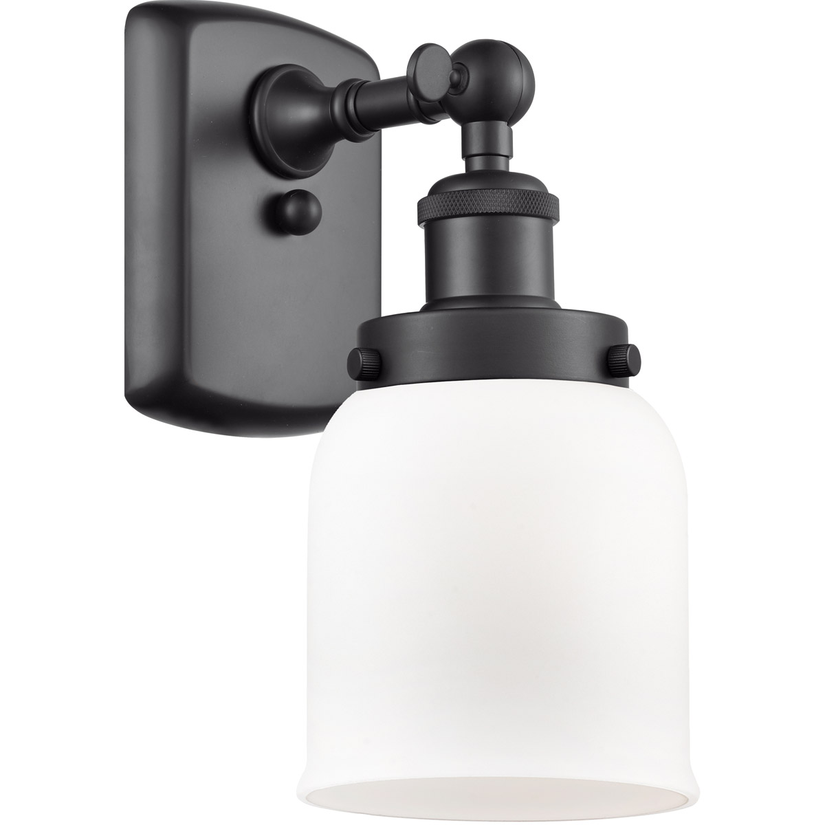 Innovations Lighting 916-1W-BK-G51 Ballston Small Bell 1 Light 5 inch Matte Black Sconce Wall Light in Matte White Glass, Ballston
