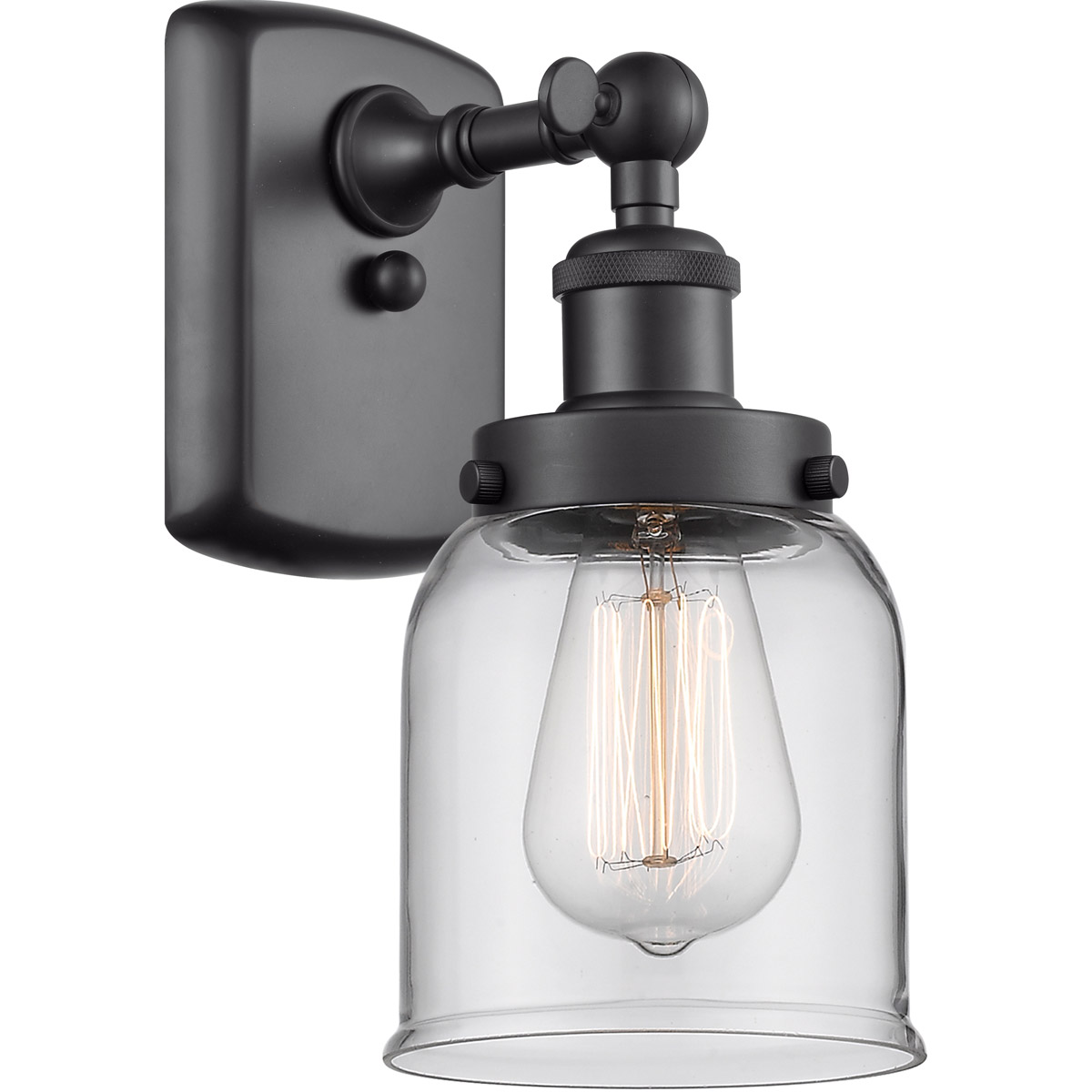 Innovations Lighting 916-1W-BK-G52 Ballston Small Bell 1 Light 5 inch Matte Black Sconce Wall Light in Clear Glass, Ballston