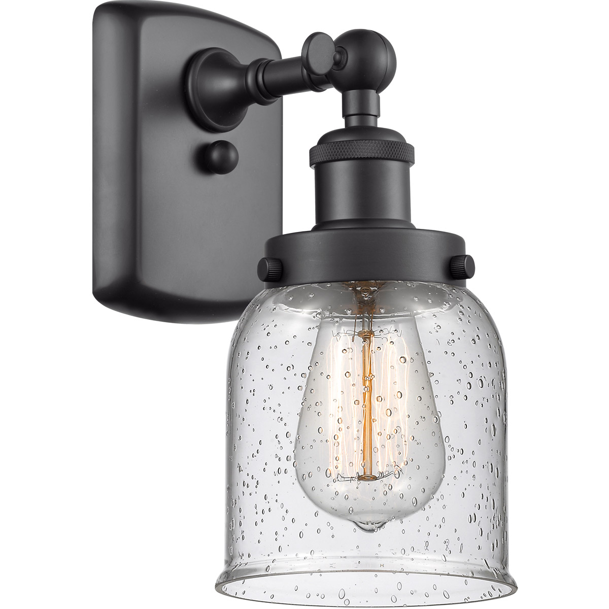 Innovations Lighting 916-1W-BK-G54 Ballston Small Bell 1 Light 5 inch Matte Black Sconce Wall Light in Seedy Glass, Ballston