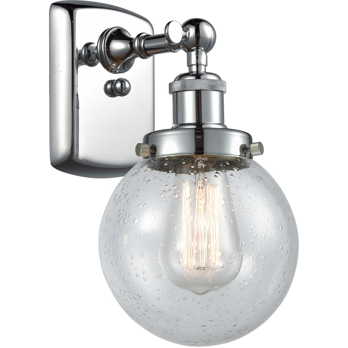 Innovations Lighting 916-1W-PC-G204-6 Ballston Beacon 1 Light 6 inch Polished Chrome Sconce Wall Light in Seedy Glass, Ballston