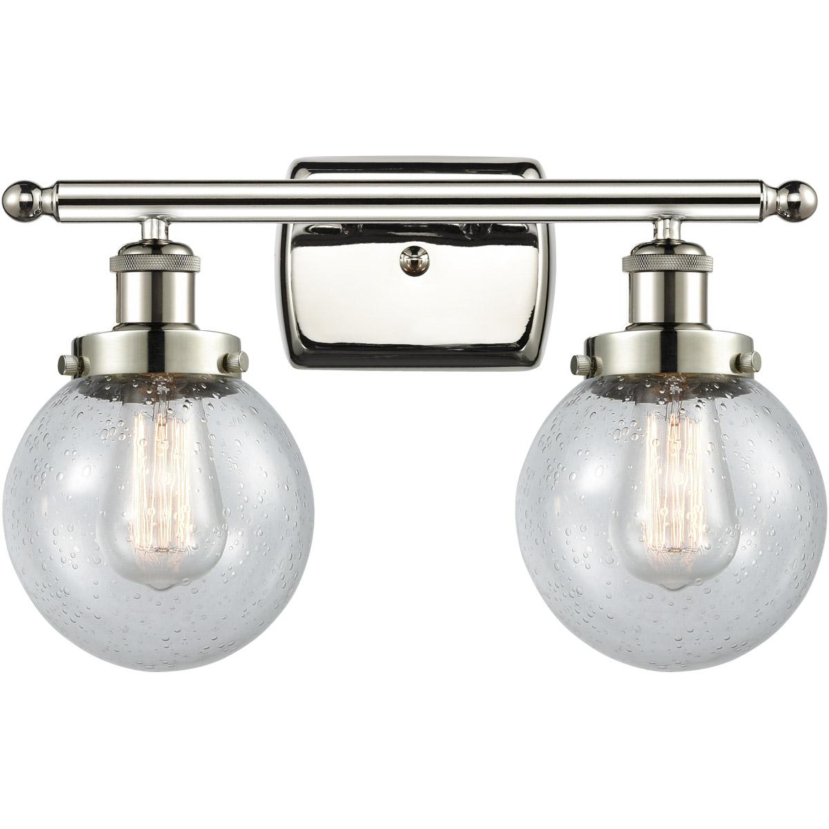 Innovations Lighting 916-2W-PN-G204-6-LED Ballston Beacon LED 16 inch Polished Nickel Bath Vanity Light Wall Light in Seedy Glass