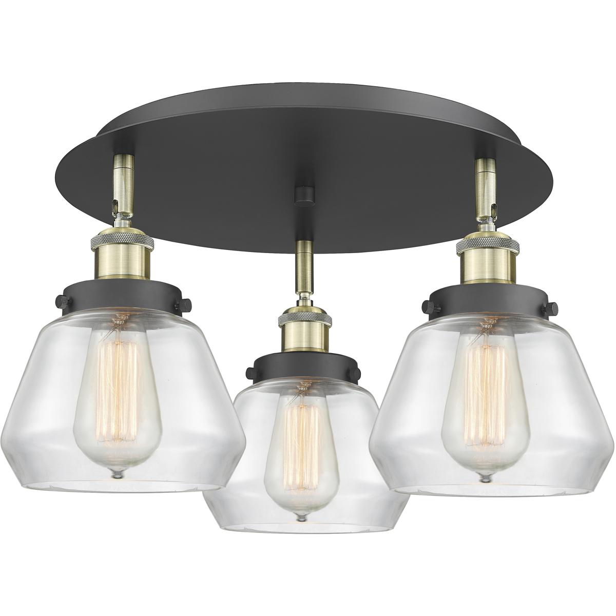 Innovations Lighting 916-3C-BAB-G172 Fulton 3 Light 18.25 inch Black Antique Brass Flush Mount Ceiling Light in Clear