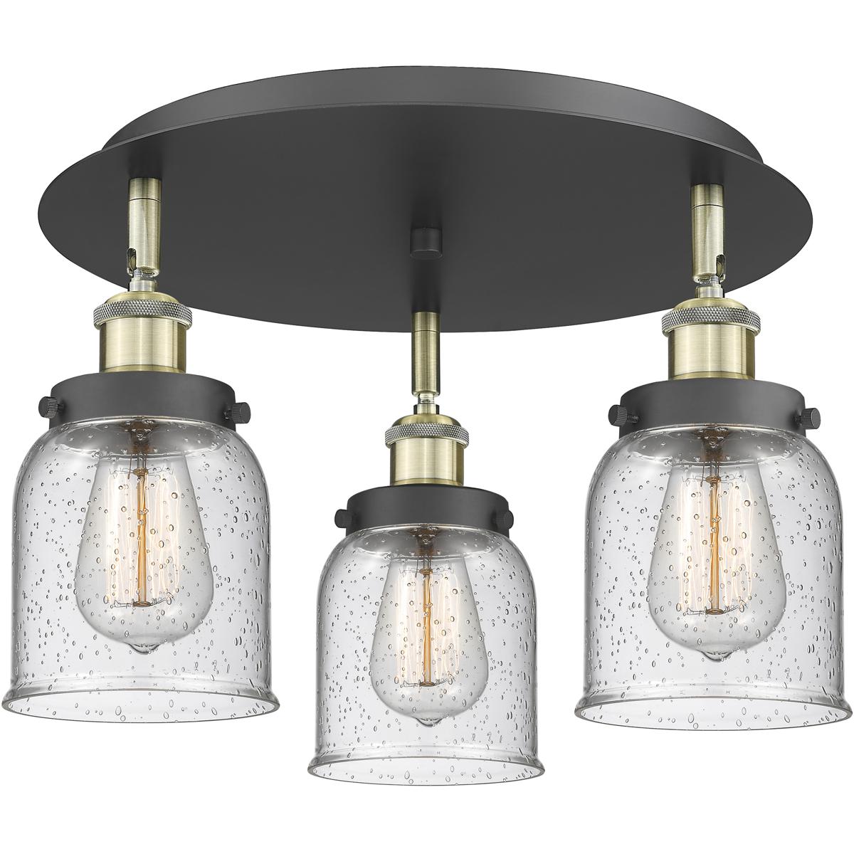 Innovations Lighting 916-3C-BAB-G54 Bell 3 Light 16.75 inch Black Antique Brass Flush Mount Ceiling Light in Seedy