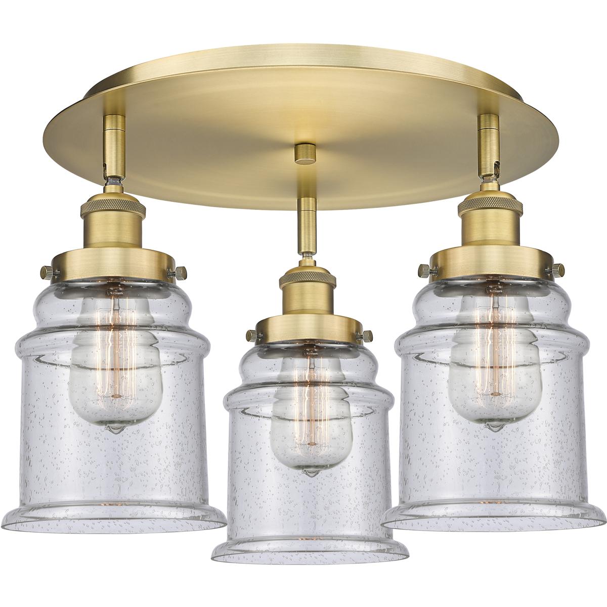 Innovations Lighting 916-3C-BB-G184 Canton 3 Light 17.75 inch Brushed Brass Flush Mount Ceiling Light in Seedy