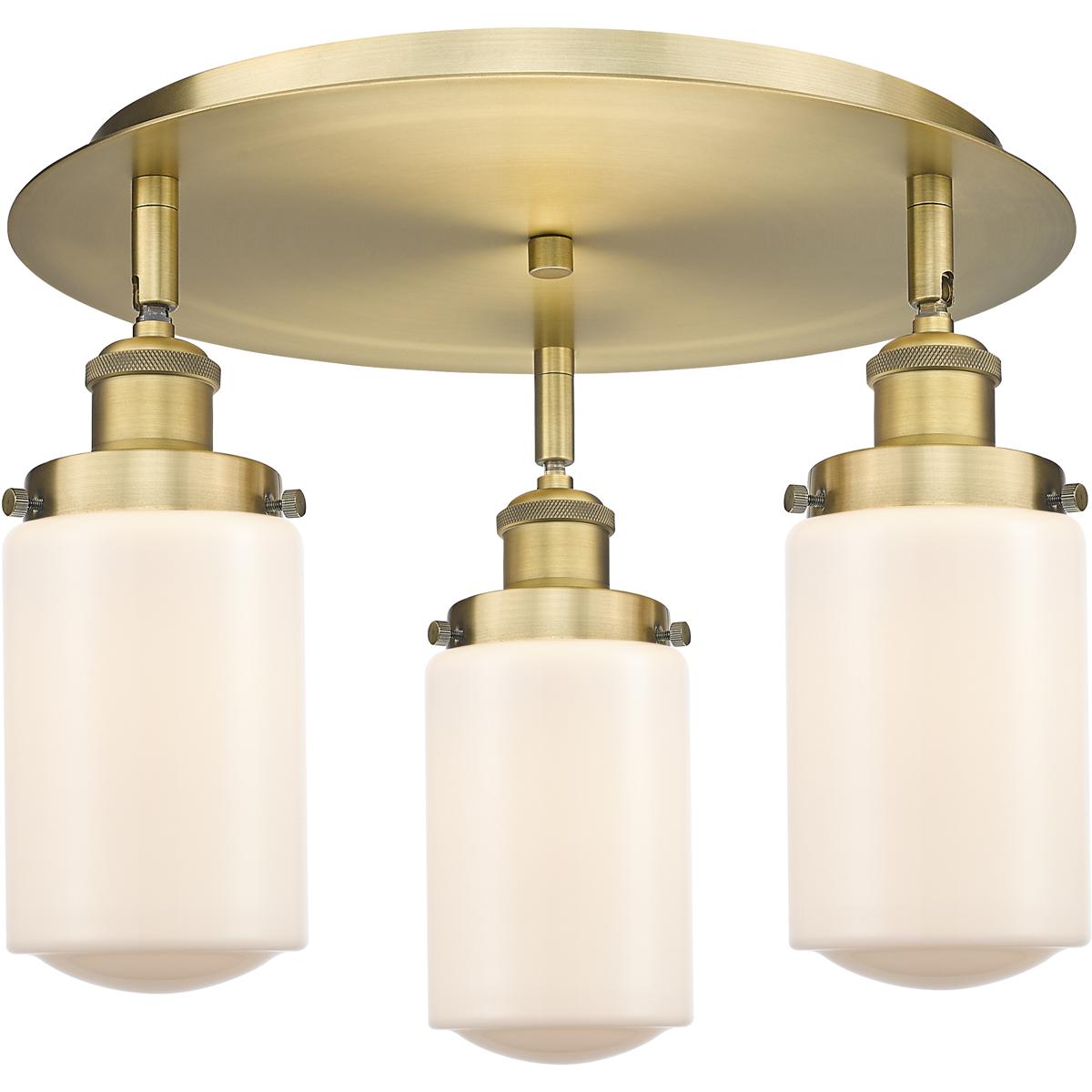 Innovations Lighting 916-3C-BB-G311 Dover 3 Light 16.25 inch Brushed Brass Flush Mount Ceiling Light in Matte White