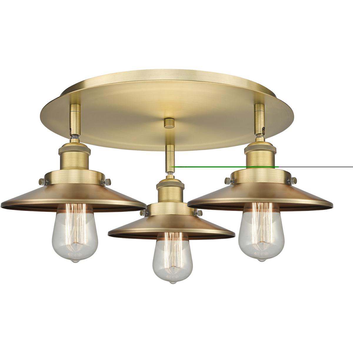 Innovations Lighting 916-3C-BB-M4-BB Ballston Urban 3 Light 19.75 inch Brushed Brass Flush Mount Ceiling Light