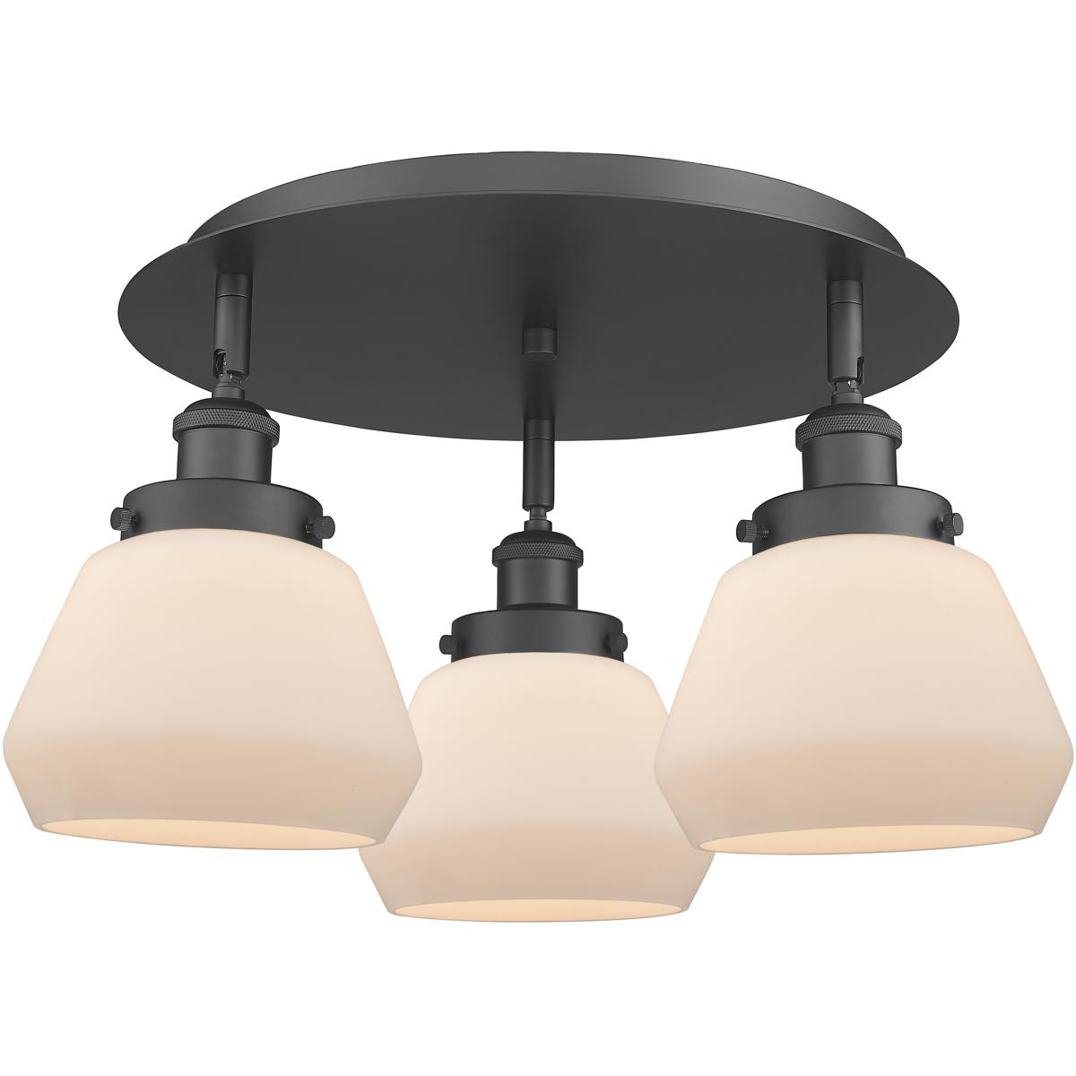 Innovations Lighting 916-3C-BK-G171 Fulton 3 Light 18.25 inch Matte Black Flush Mount Ceiling Light in Matte White