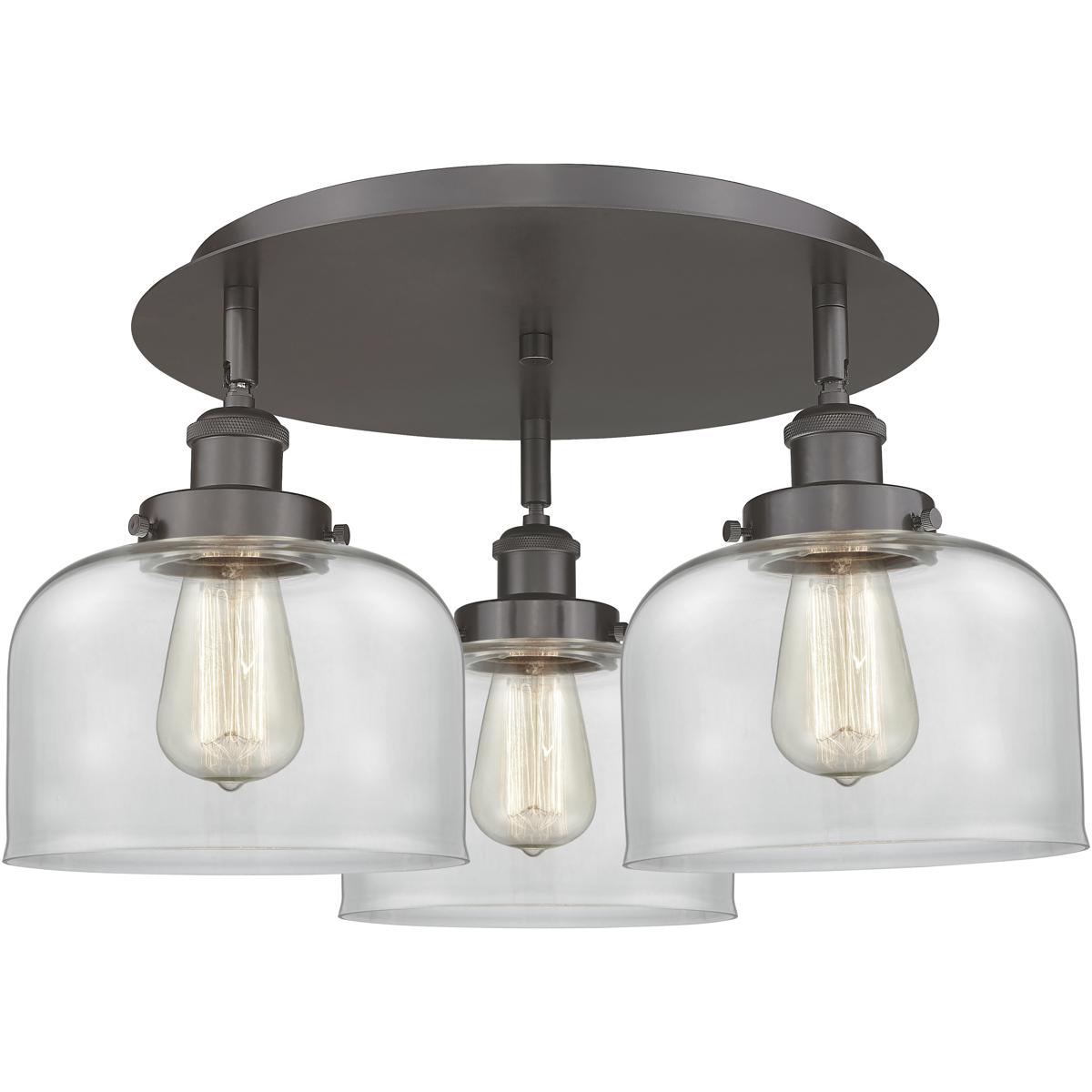 Innovations Lighting 916-3C-OB-G72 Bell 3 Light 19.75 inch Oil Rubbed Bronze Flush Mount Ceiling Light in Clear