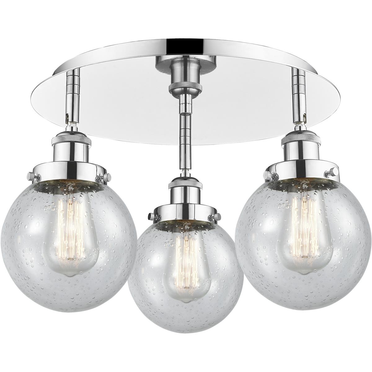 Innovations Lighting 916-3C-PC-G204-6 Beacon 3 Light 17.75 inch Polished Chrome Flush Mount Ceiling Light in Seedy
