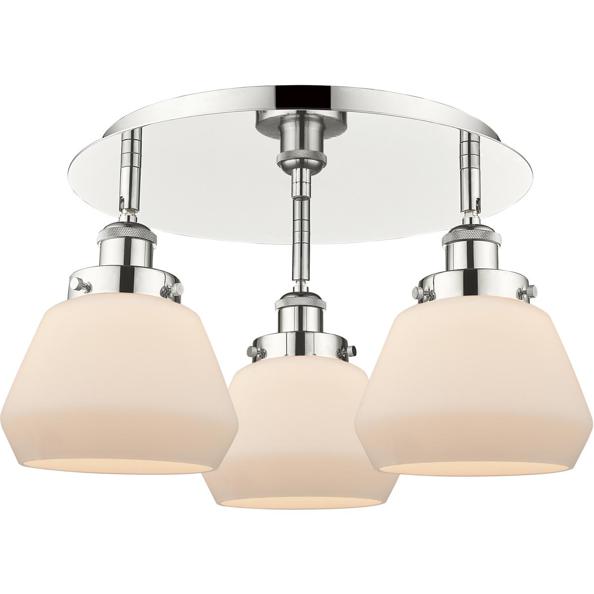 Innovations Lighting 916-3C-PN-G171 Fulton 3 Light 18.25 inch Polished Nickel Flush Mount Ceiling Light in Matte White