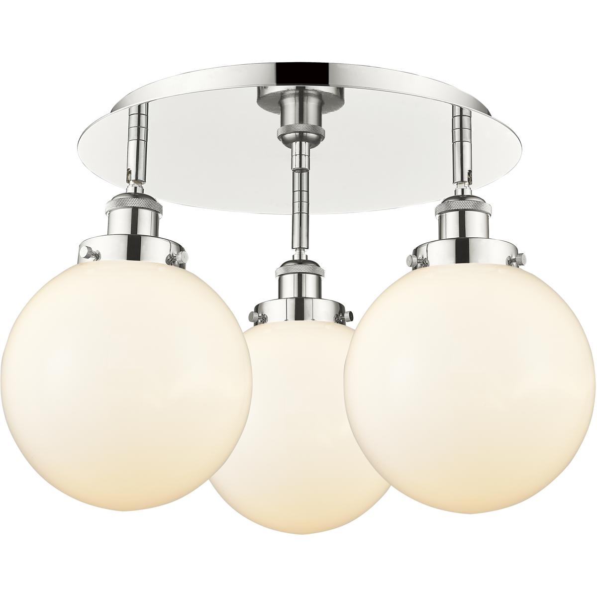 Innovations Lighting 916-3C-PN-G201-8 Canton 3 Light 19.75 inch Polished Nickel Flush Mount Ceiling Light in Matte White