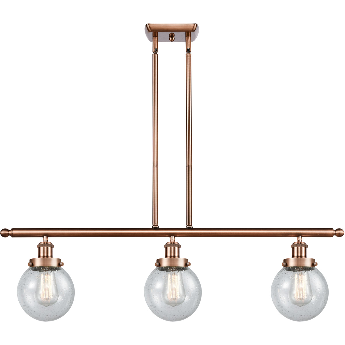 Innovations Lighting 916-3I-AC-G204-6 Ballston Beacon 3 Light 36 inch Antique Copper Island Light Ceiling Light in Seedy Glass