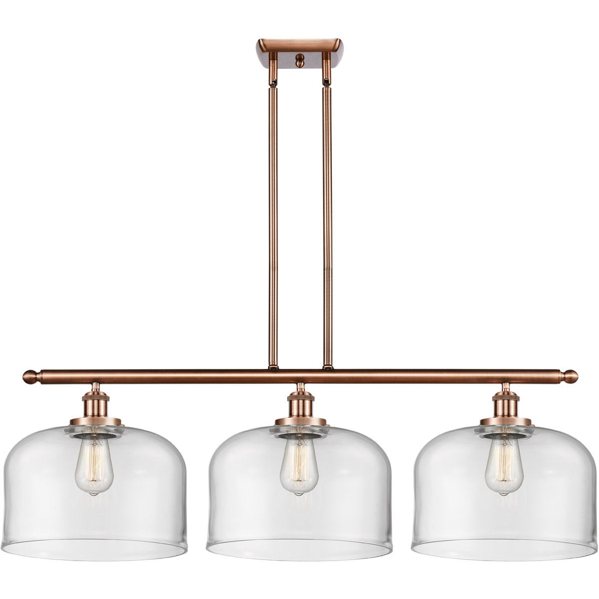 Innovations Lighting 916-3I-AC-G72-L Ballston X-Large Bell 3 Light 36 inch Antique Copper Island Light Ceiling Light in Clear Glass