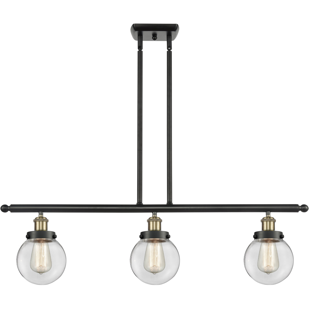 Innovations Lighting 916-3I-BAB-G202-6 Ballston Beacon 3 Light 36 inch Black Antique Brass Island Light Ceiling Light in Clear Glass