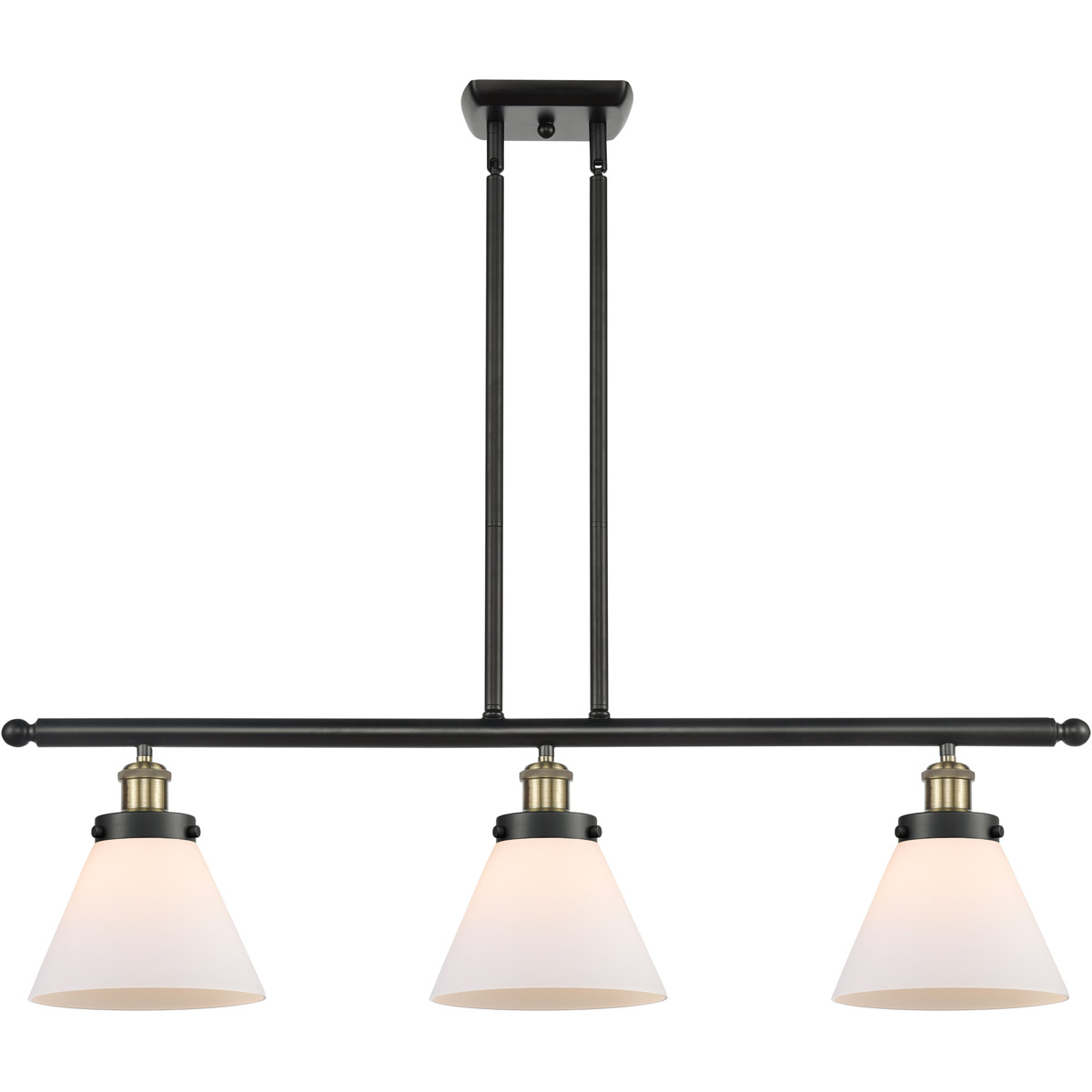 Innovations Lighting 916-3I-BAB-G41-LED Ballston Large Cone LED 36 inch Black Antique Brass Island Light Ceiling Light in Matte White Glass