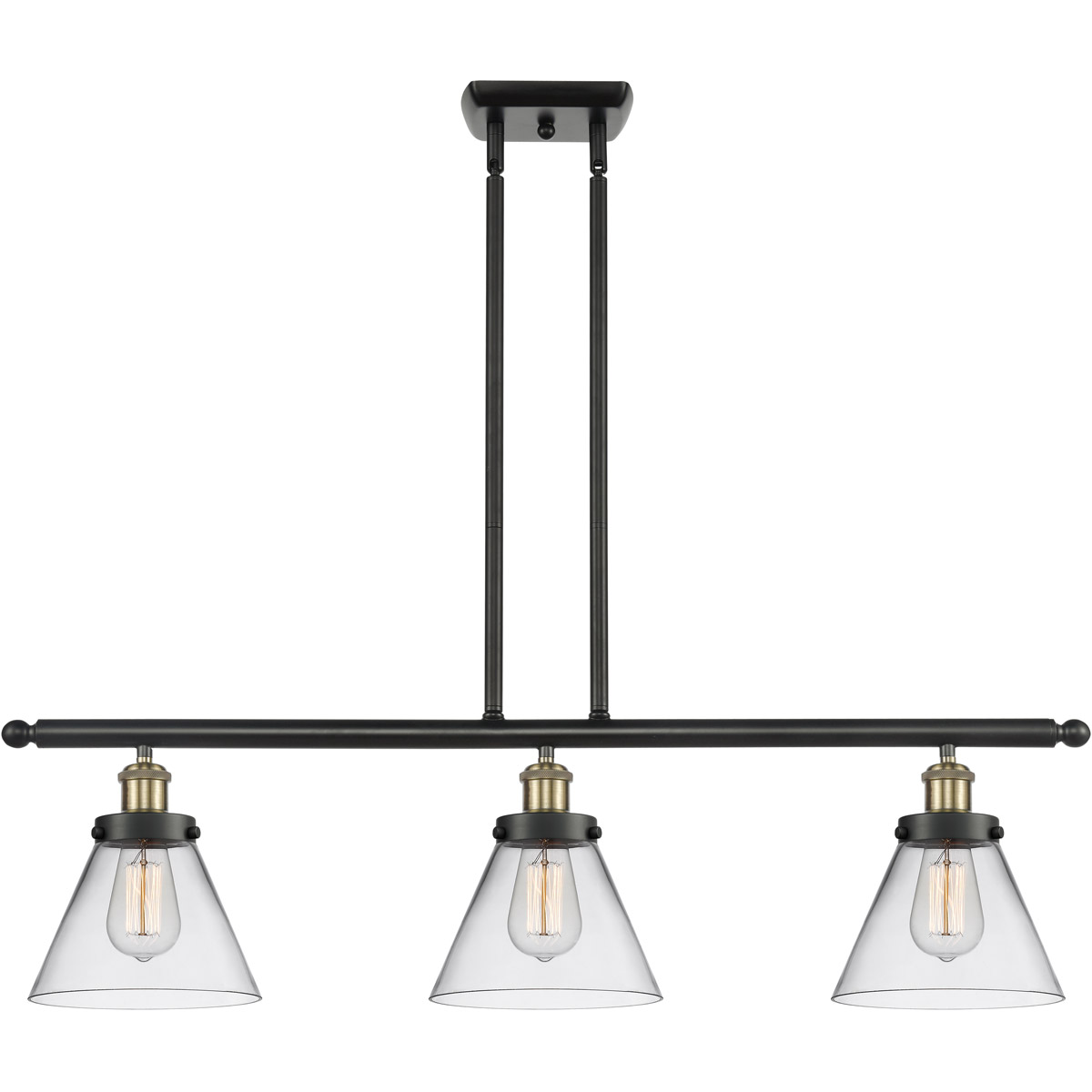 Innovations Lighting 916-3I-BAB-G42-LED Ballston Large Cone LED 36 inch Black Antique Brass Island Light Ceiling Light in Clear Glass