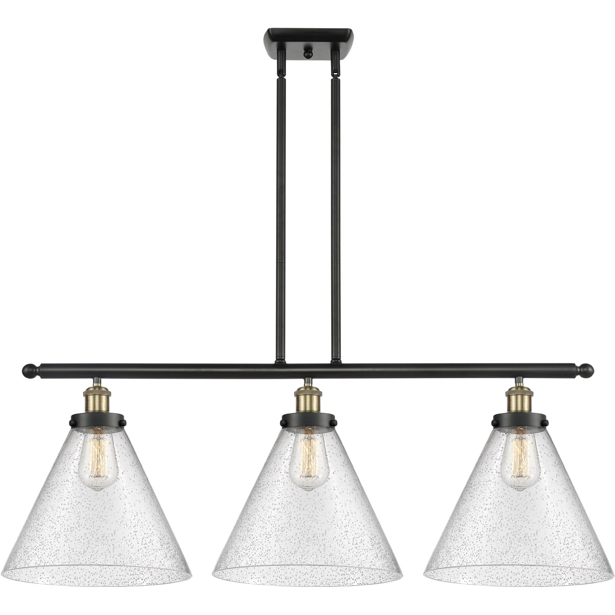 Innovations Lighting 916-3I-BAB-G44-L Ballston X-Large Cone 3 Light 36 inch Black Antique Brass Island Light Ceiling Light in Seedy Glass