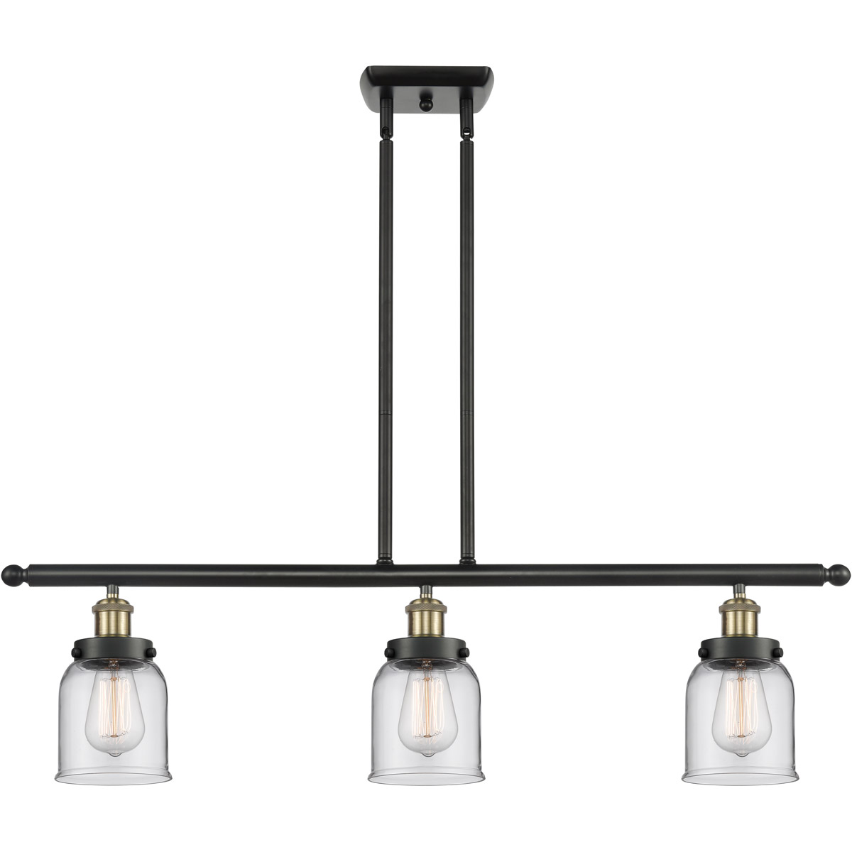 Innovations Lighting 916-3I-BAB-G52-LED Ballston Small Bell LED 36 inch Black Antique Brass Island Light Ceiling Light in Clear Glass