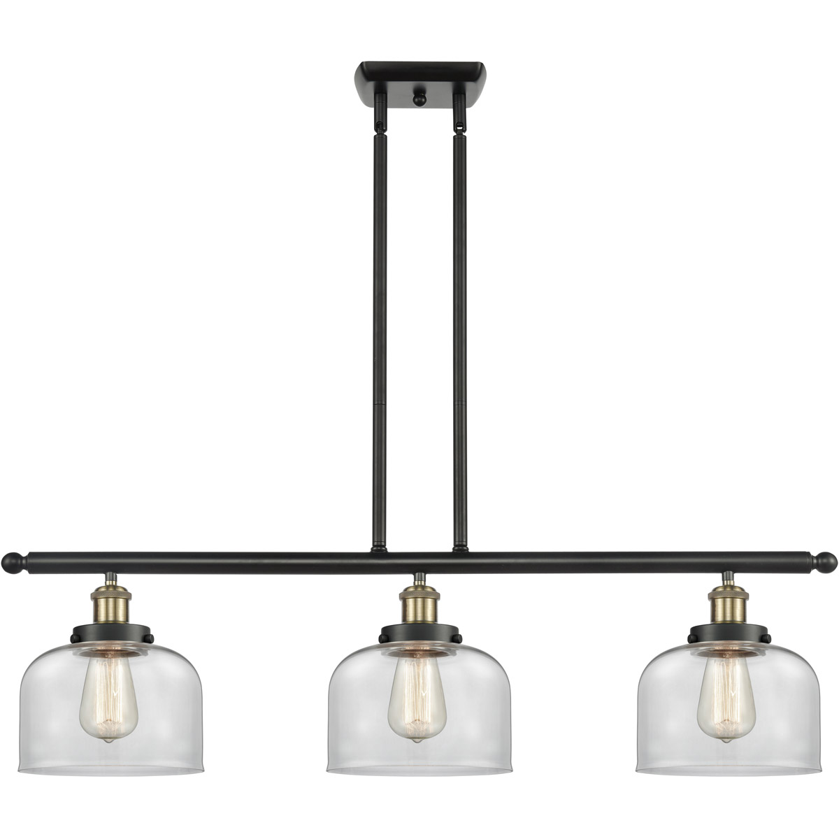 Innovations Lighting 916-3I-BAB-G72-LED Ballston Large Bell LED 36 inch Black Antique Brass Island Light Ceiling Light in Clear Glass