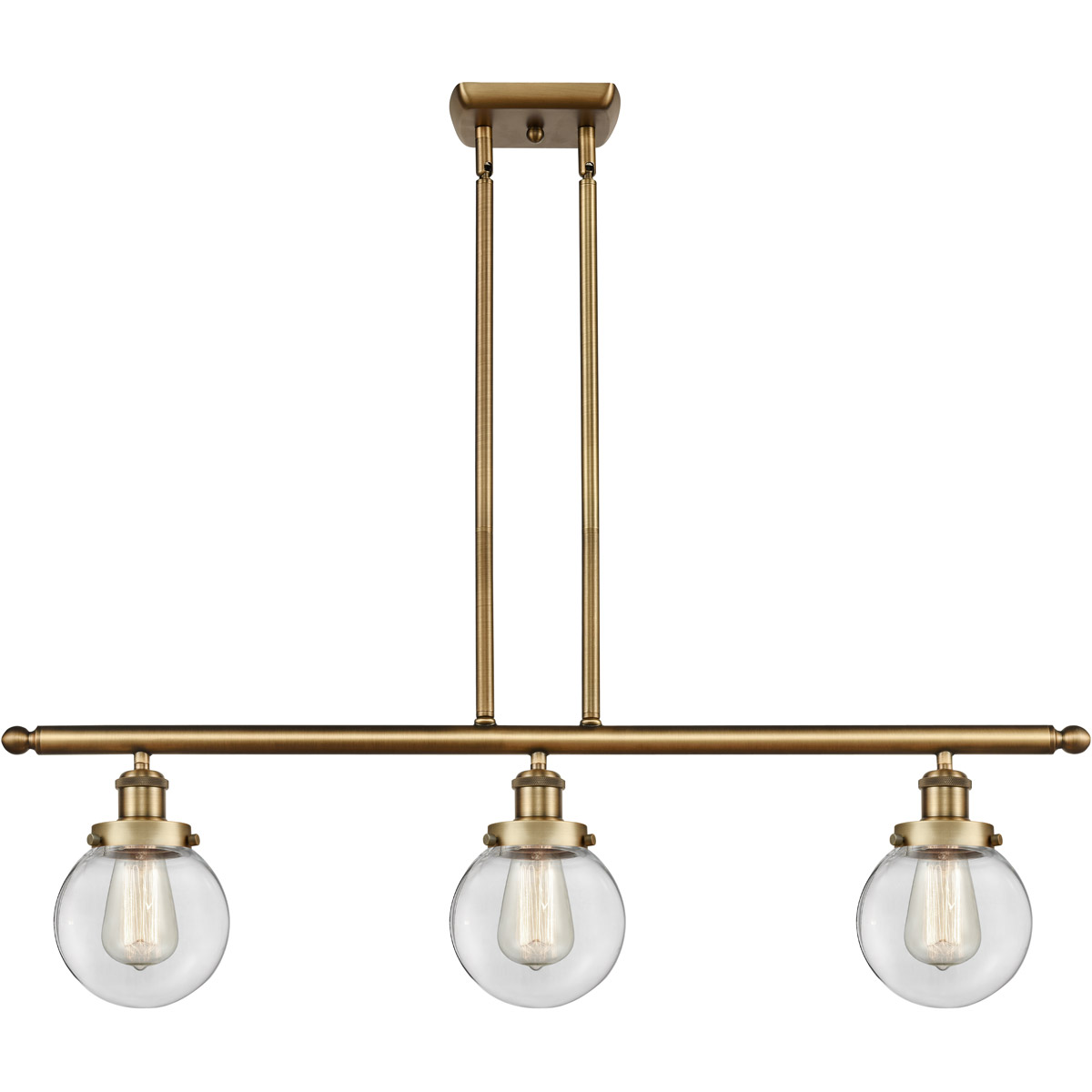 Innovations Lighting 916-3I-BB-G202-6-LED Ballston Beacon LED 36 inch Brushed Brass Island Light Ceiling Light in Clear Glass