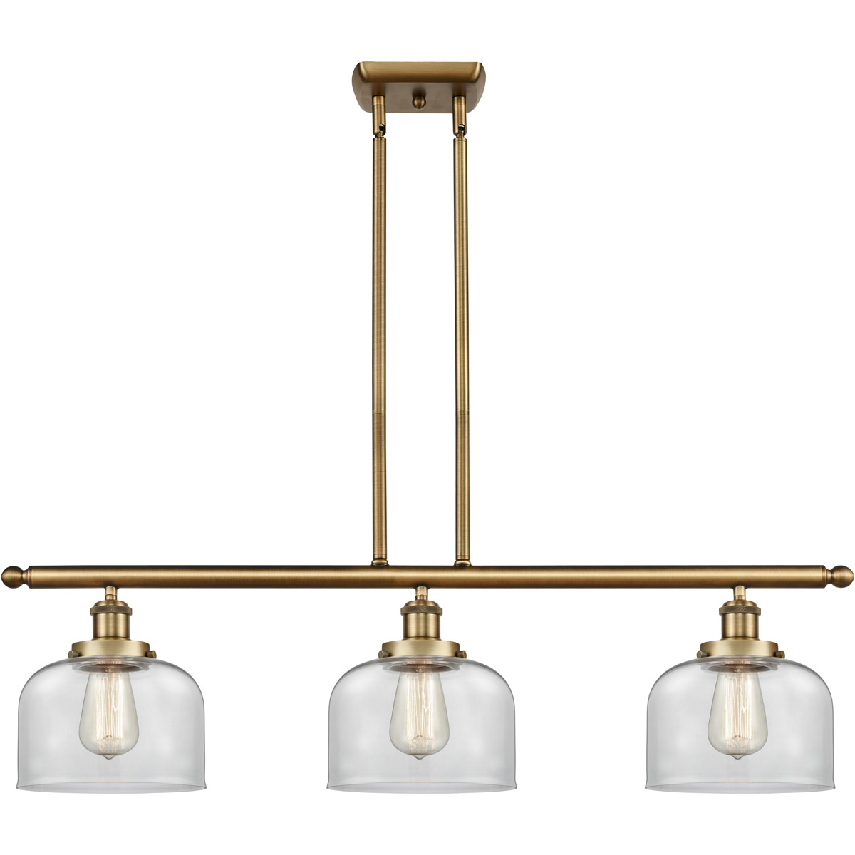 Innovations Lighting 916-3I-BB-G72-LED Ballston Large Bell LED 36 inch Brushed Brass Island Light Ceiling Light in Clear Glass