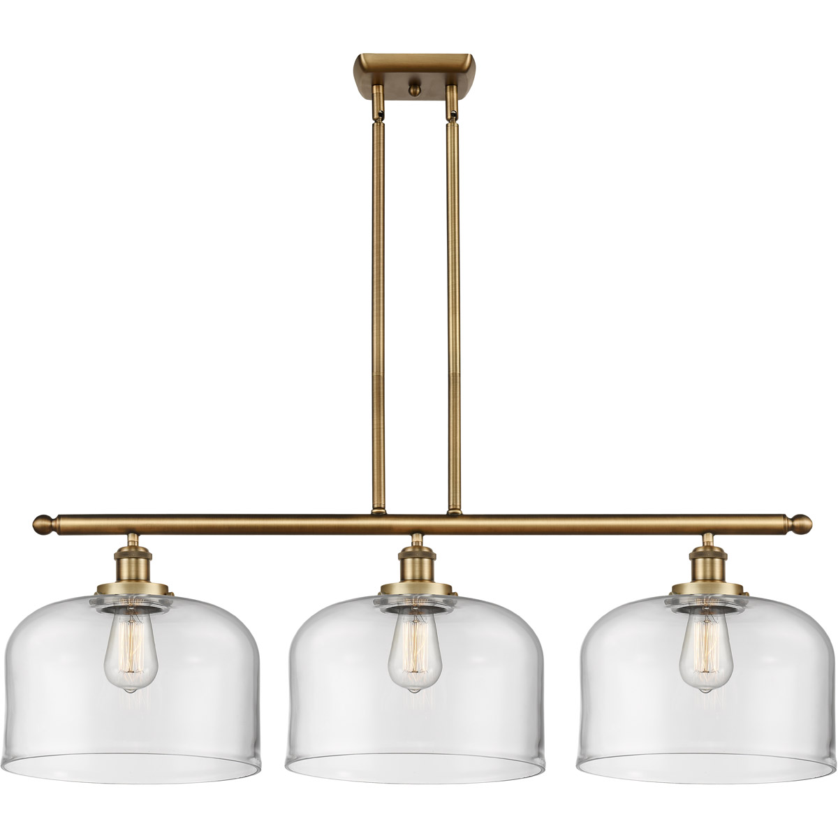 Innovations Lighting 916-3I-BB-G72-L-LED Ballston X-Large Bell LED 36 inch Brushed Brass Island Light Ceiling Light in Clear Glass