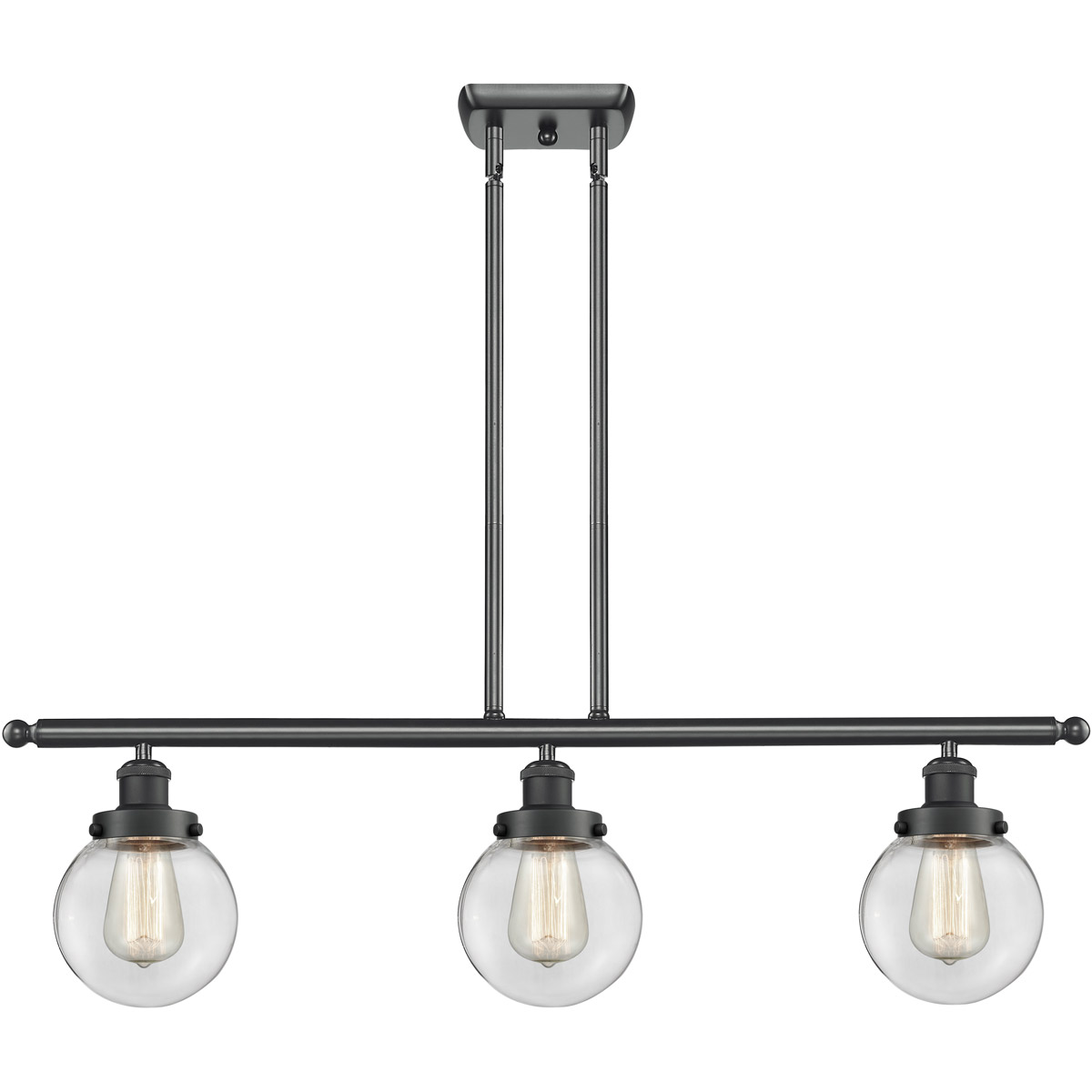 Innovations Lighting 916-3I-BK-G202-6-LED Ballston Beacon LED 36 inch Matte Black Island Light Ceiling Light in Clear Glass, Ballston