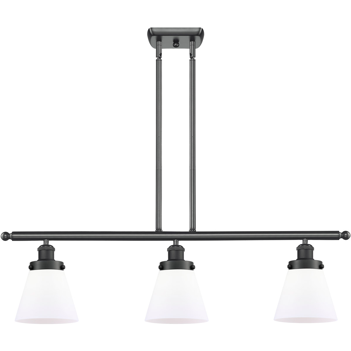 Innovations Lighting 916-3I-BK-G61-LED Ballston Small Cone LED 36 inch Matte Black Island Light Ceiling Light in Matte White Glass, Ballston