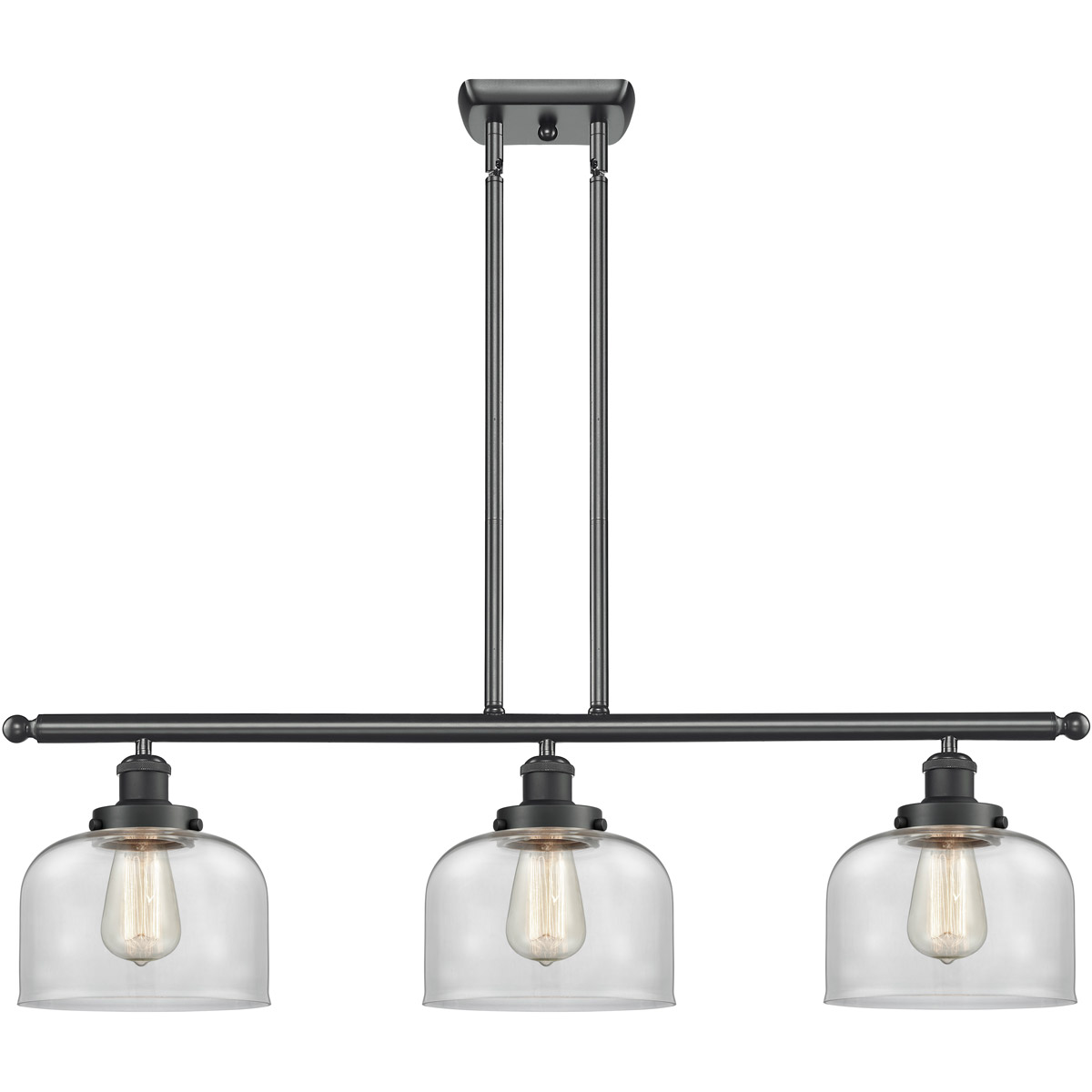 Innovations Lighting 916-3I-BK-G72-LED Ballston Large Bell LED 36 inch Matte Black Island Light Ceiling Light in Clear Glass, Ballston