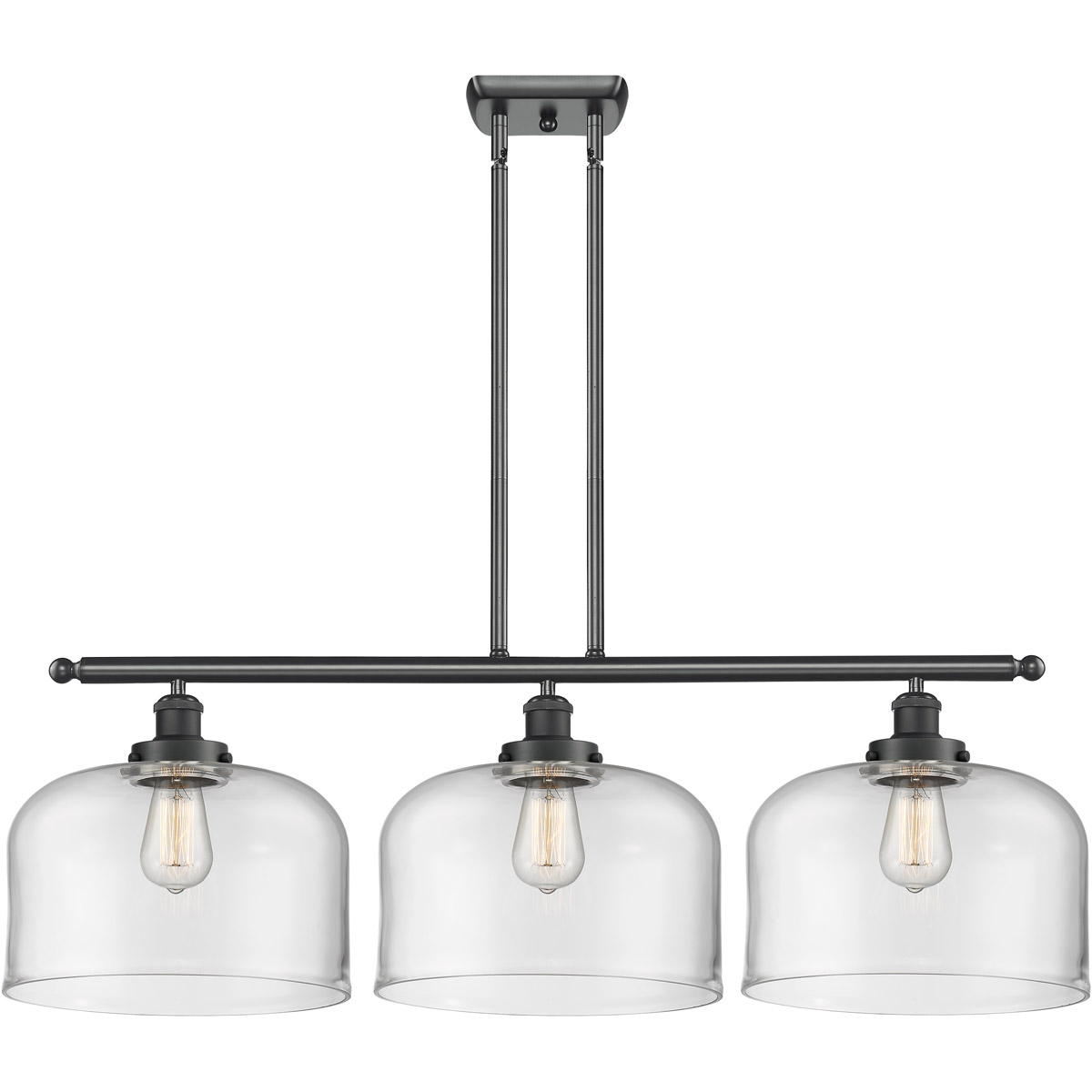 Innovations Lighting 916-3I-BK-G72-L-LED Ballston X-Large Bell LED 36 inch Matte Black Island Light Ceiling Light in Clear Glass, Ballston