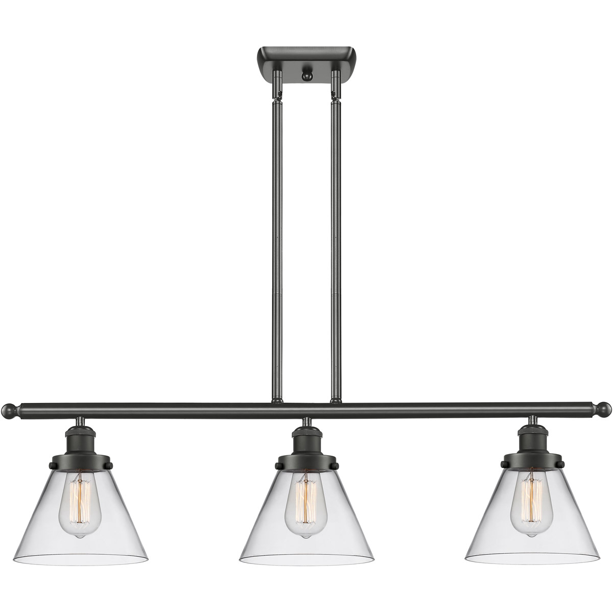 Innovations Lighting 916-3I-OB-G42-LED Ballston Large Cone LED 36 inch Oil Rubbed Bronze Island Light Ceiling Light in Clear Glass, Ballston