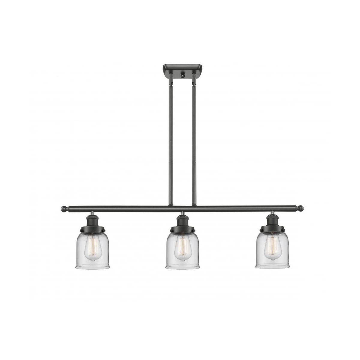 Innovations Lighting 916-3I-OB-G52-LED Ballston Small Bell LED 36 inch Oil Rubbed Bronze Island Light Ceiling Light in Clear Glass, Ballston