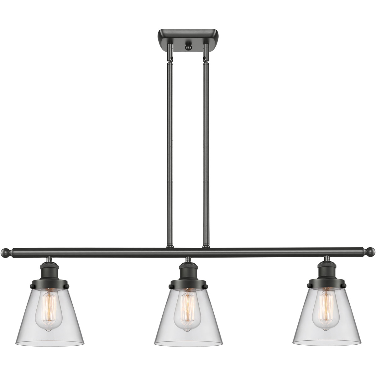 Innovations Lighting 916-3I-OB-G62-LED Ballston Small Cone LED 36 inch Oil Rubbed Bronze Island Light Ceiling Light in Clear Glass, Ballston