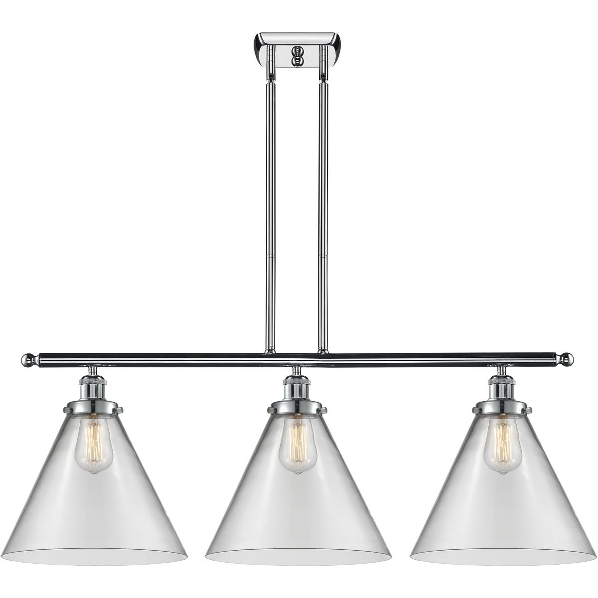 Innovations Lighting 916-3I-PC-G42-L-LED Ballston X-Large Cone LED 36 inch Polished Chrome Island Light Ceiling Light in Clear Glass