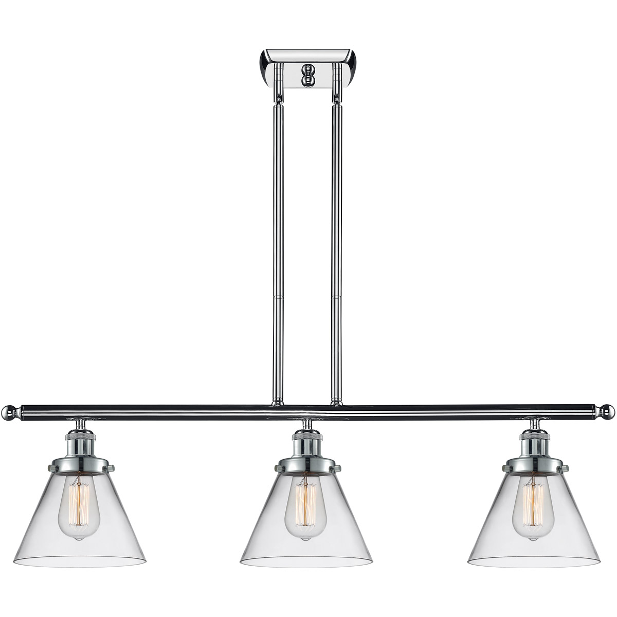 Innovations Lighting 916-3I-PC-G42-LED Ballston Large Cone LED 36 inch Polished Chrome Island Light Ceiling Light in Clear Glass, Ballston
