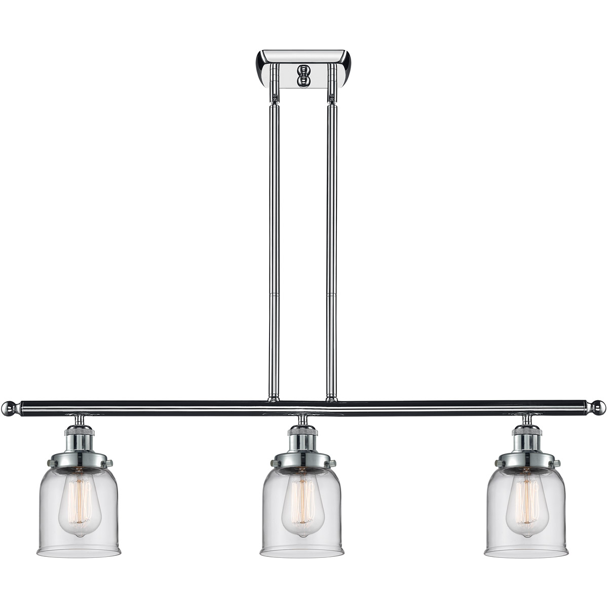 Innovations Lighting 916-3I-PC-G52-LED Ballston Small Bell LED 36 inch Polished Chrome Island Light Ceiling Light in Clear Glass, Ballston
