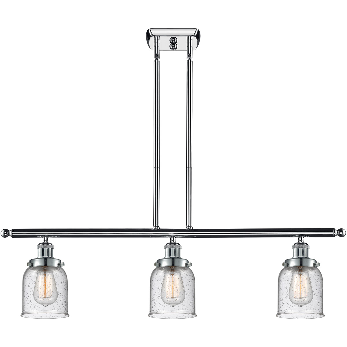 Innovations Lighting 916-3I-PC-G54-LED Ballston Small Bell LED 36 inch Polished Chrome Island Light Ceiling Light in Seedy Glass, Ballston