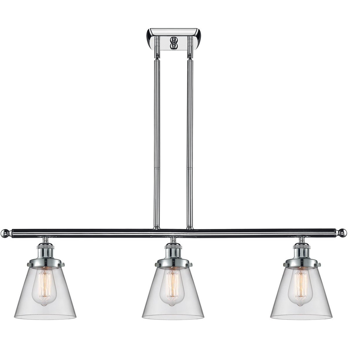 Innovations Lighting 916-3I-PC-G62-LED Ballston Small Cone LED 36 inch Polished Chrome Island Light Ceiling Light in Clear Glass, Ballston