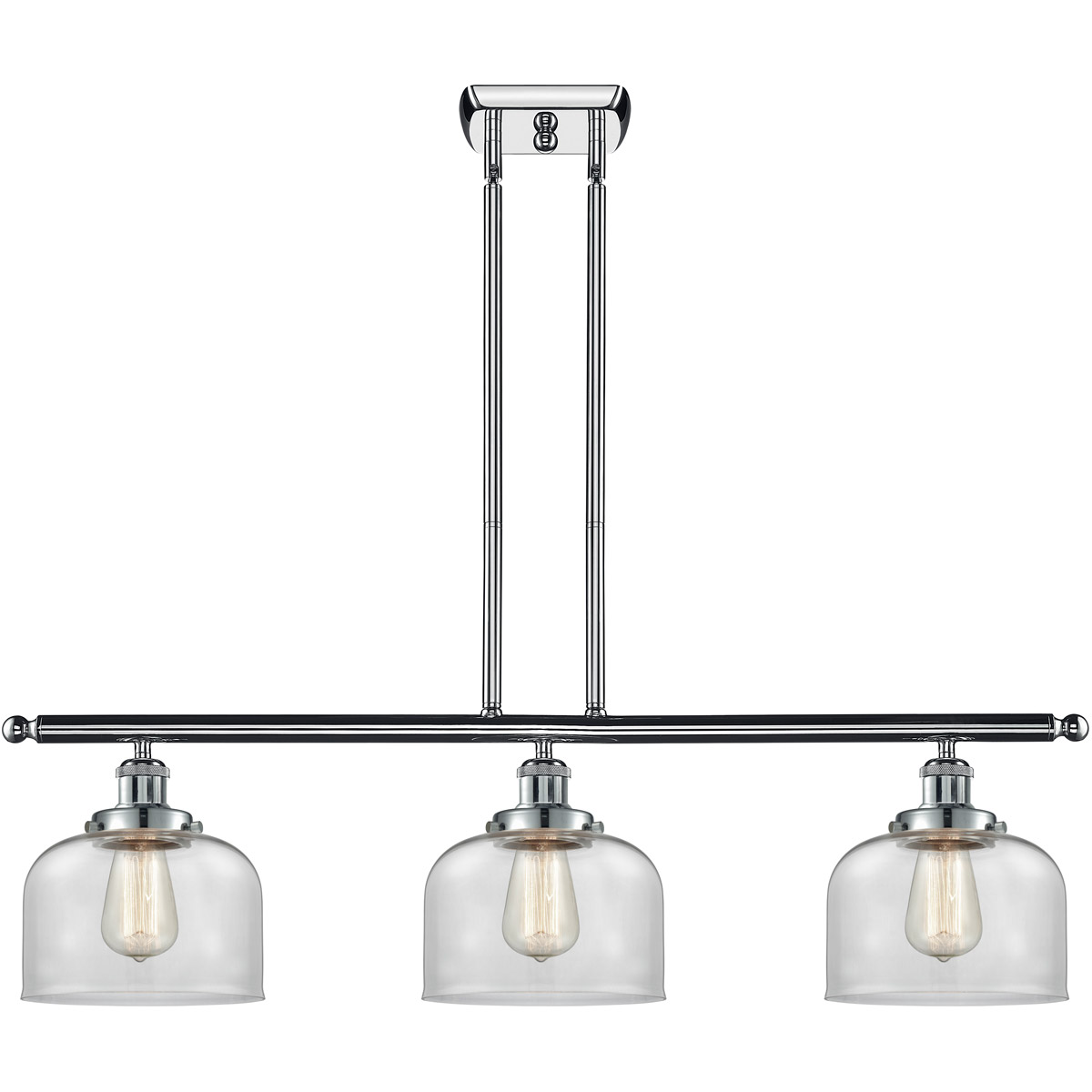 Innovations Lighting 916-3I-PC-G72-LED Ballston Large Bell LED 36 inch Polished Chrome Island Light Ceiling Light in Clear Glass, Ballston