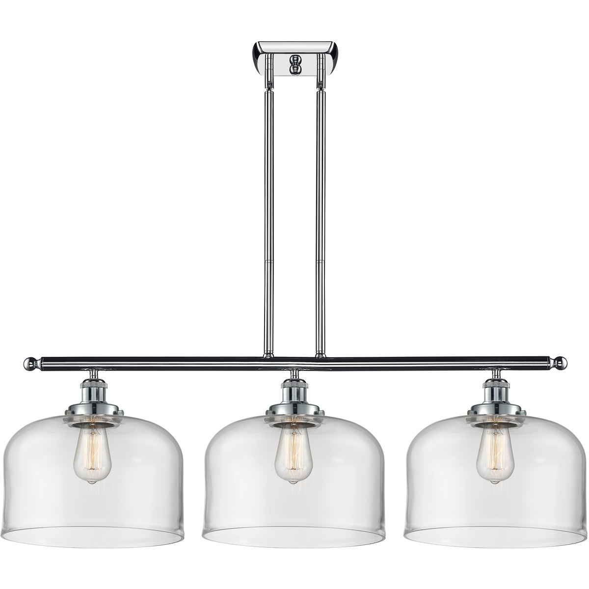 Innovations Lighting 916-3I-WPC-G72-L-LED Ballston X-Large Bell LED 36 inch White and Polished Chrome Island Light Ceiling Light in Clear Glass