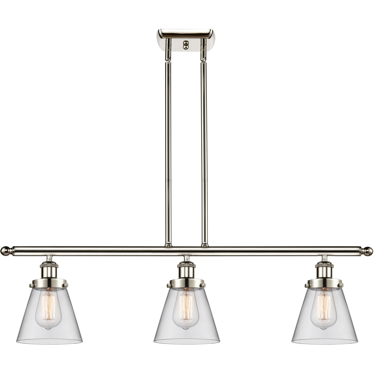 Innovations Lighting 916-3I-PN-G62-LED Ballston Small Cone LED 36 inch Polished Nickel Island Light Ceiling Light in Clear Glass