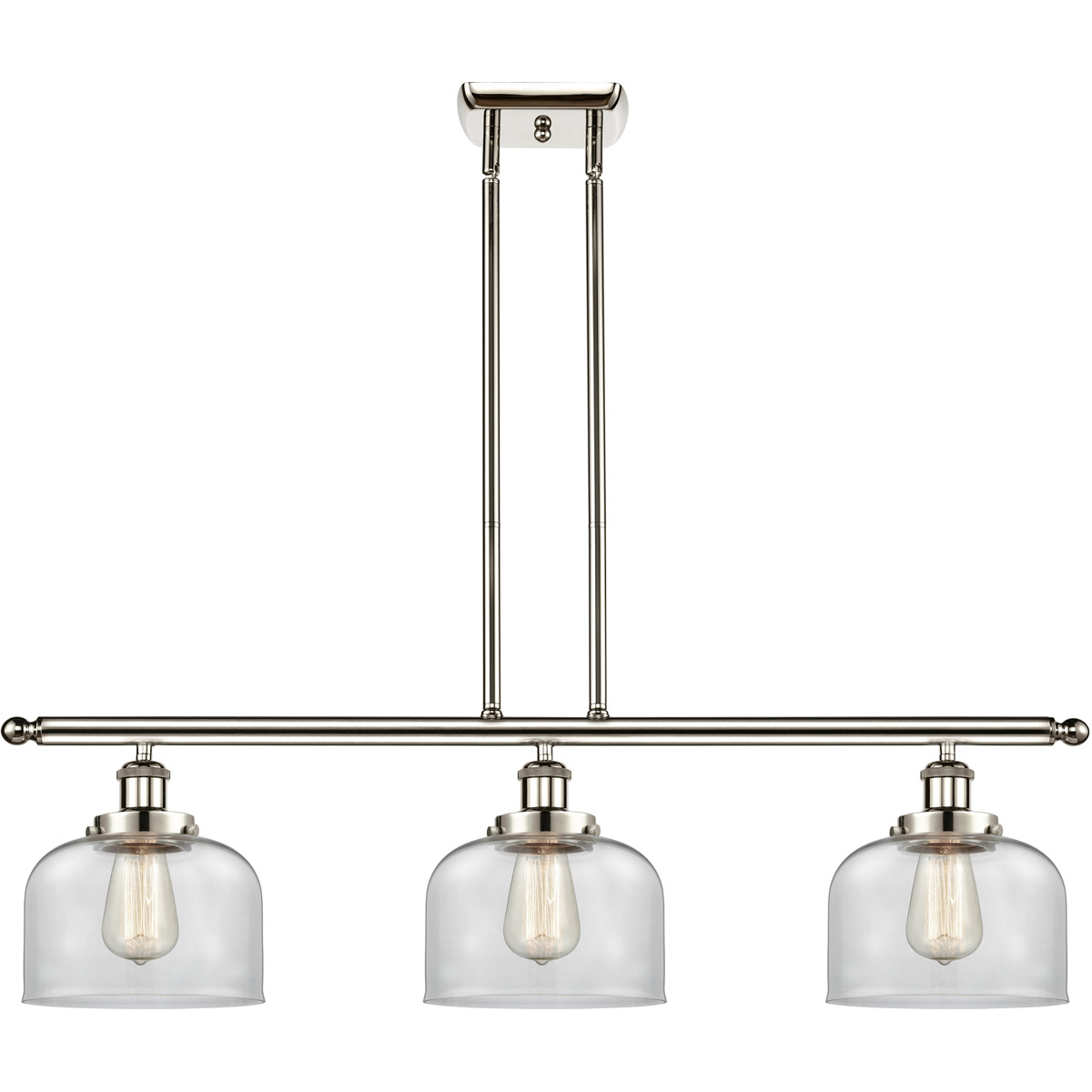 Innovations Lighting 916-3I-PN-G72-LED Ballston Large Bell LED 36 inch Polished Nickel Island Light Ceiling Light in Clear Glass